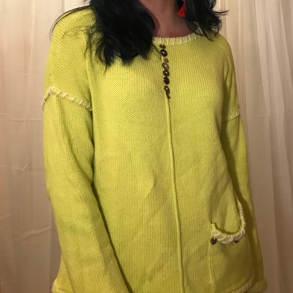Yellow green oversized sweater